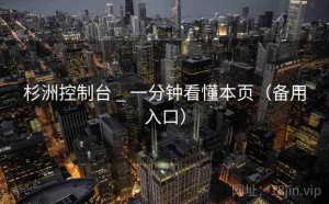 杉洲控制台 _ 一分钟看懂本页（备用入口）